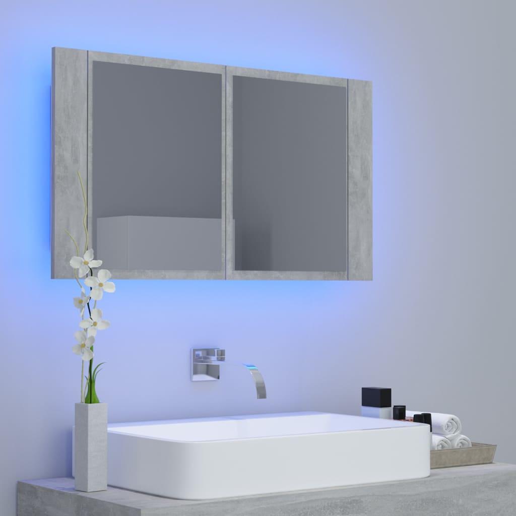 Armario espejo baño luz LED acrílico gris hormigón