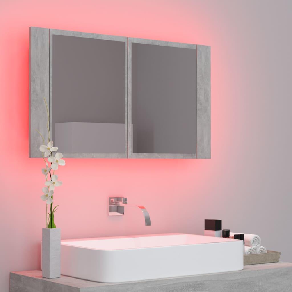 Armario espejo baño luz LED acrílico gris hormigón