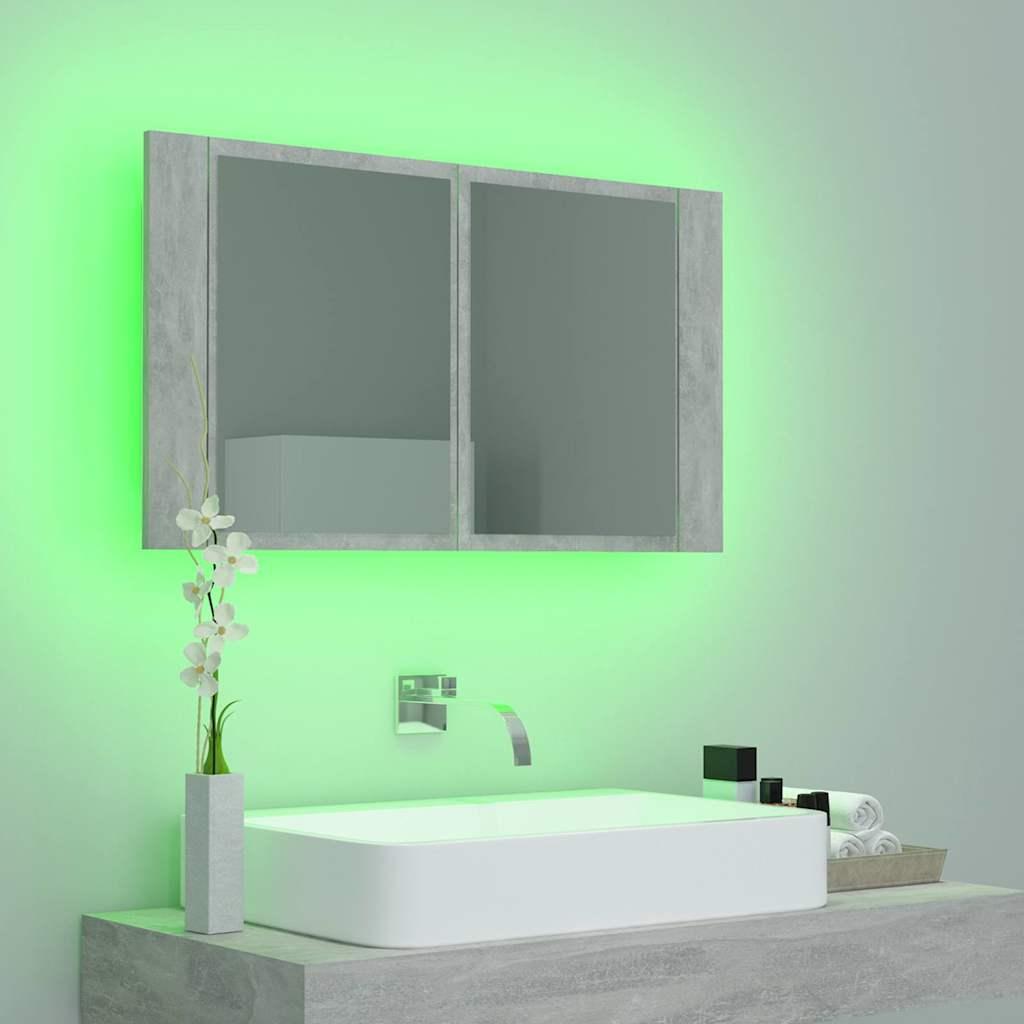 Armario espejo baño luz LED acrílico gris hormigón