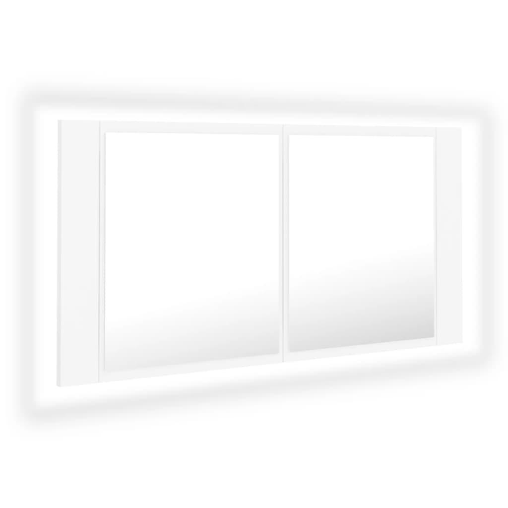 Armario espejo de baño con luz LED acrílico blanco 100x12x45 cm