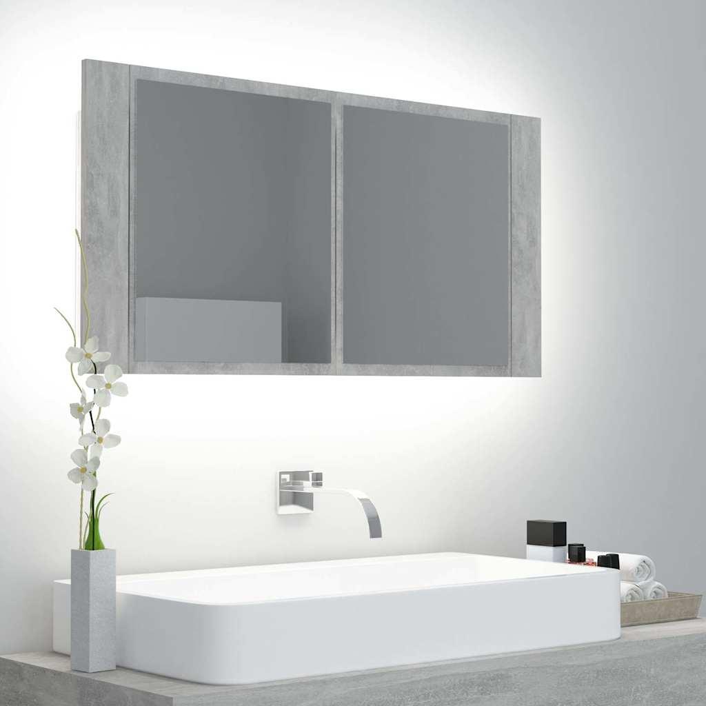 Armario espejo baño luz LED acrílico gris hormigón