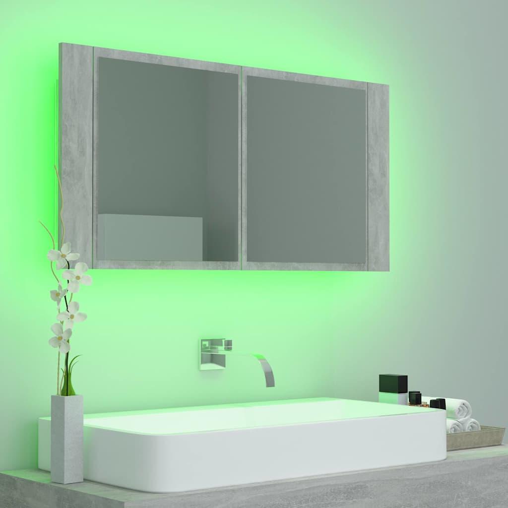 Armario espejo baño luz LED acrílico gris hormigón