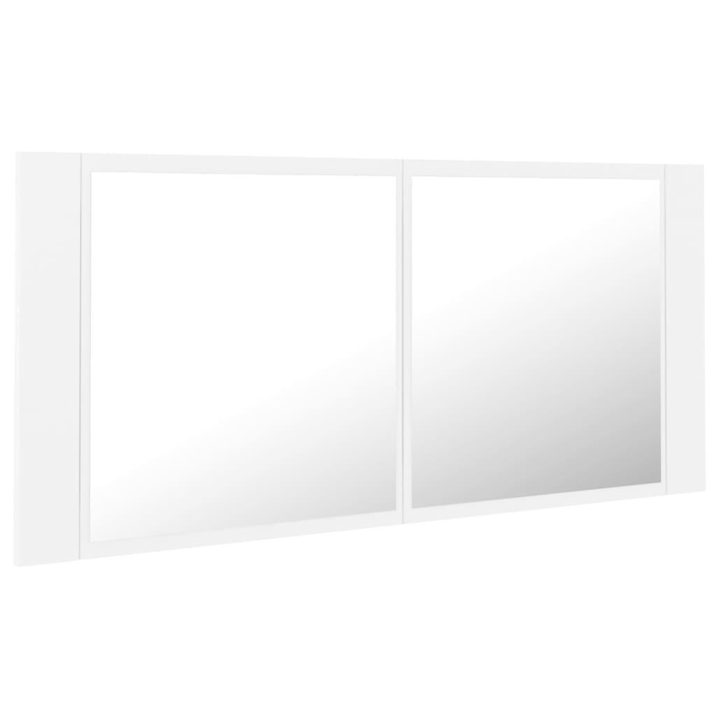 Armario espejo de baño con luz LED acrílico blanco 100x12x45 cm
