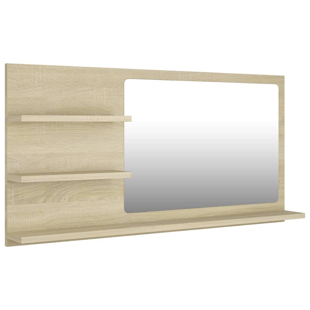 Espejo de baño madera contrachapada roble ahumado 60x10,5x45 cm