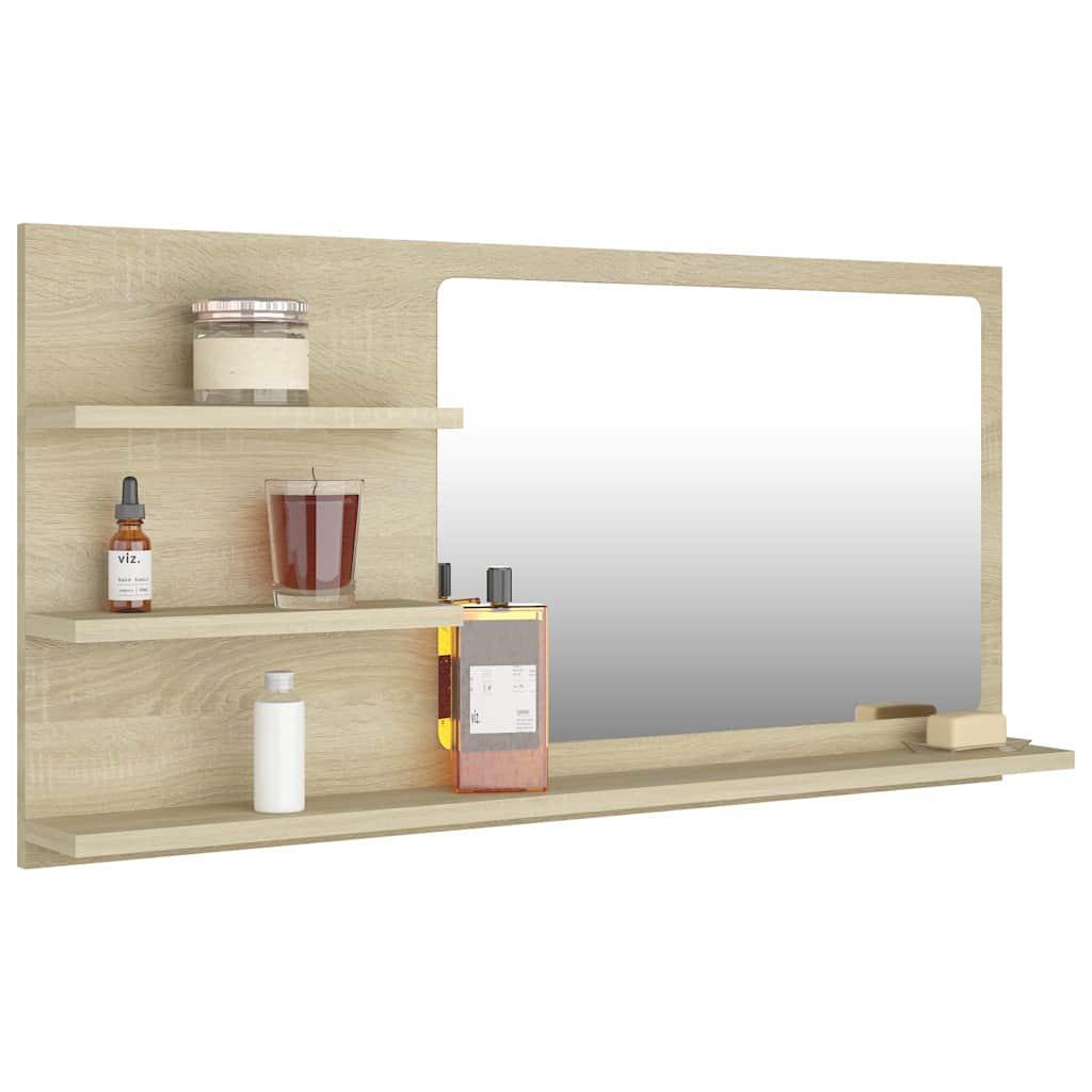 Espejo de baño madera contrachapada roble ahumado 60x10,5x45 cm