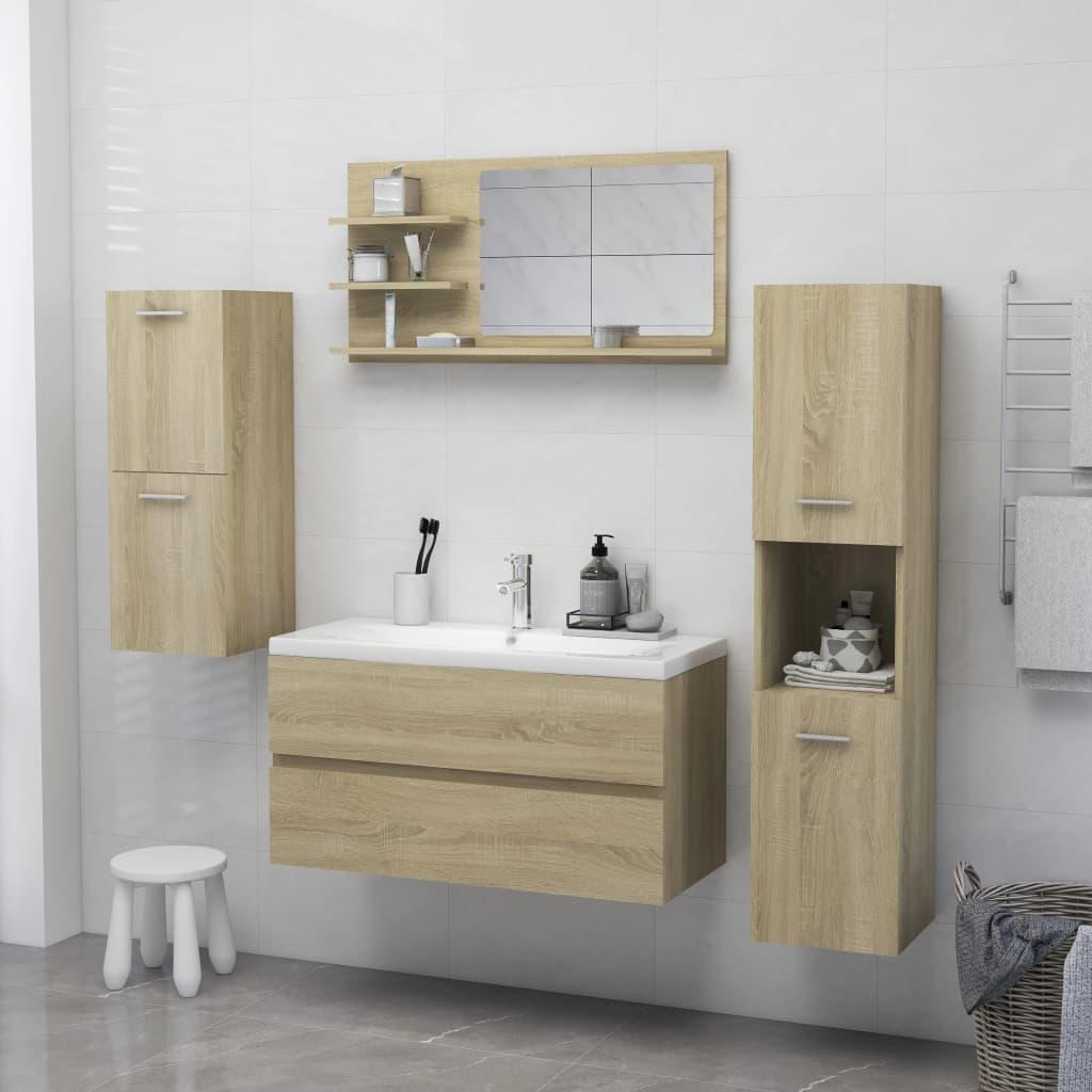 Espejo de baño madera contrachapada roble ahumado 60x10,5x45 cm