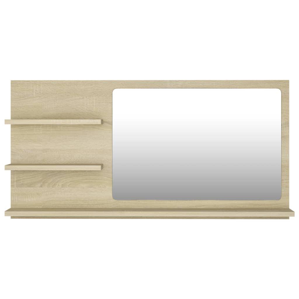 Espejo de baño madera contrachapada roble ahumado 60x10,5x45 cm