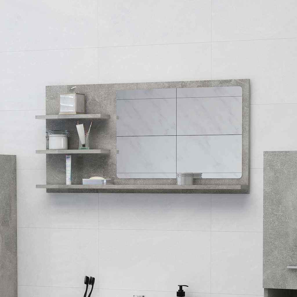 Espejo de baño madera contrachapada gris hormigón 40x10,5x37 cm