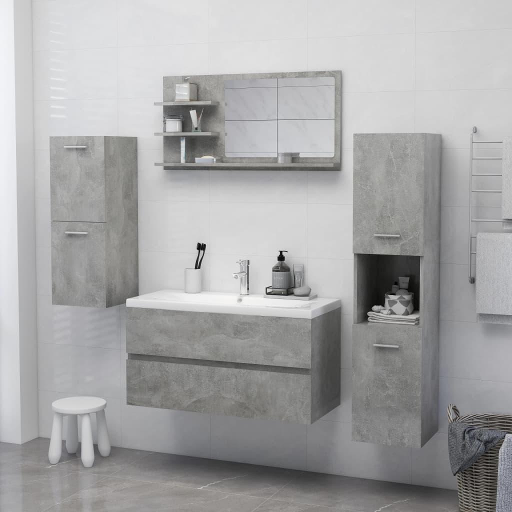 Espejo de baño madera contrachapada gris hormigón 40x10,5x37 cm