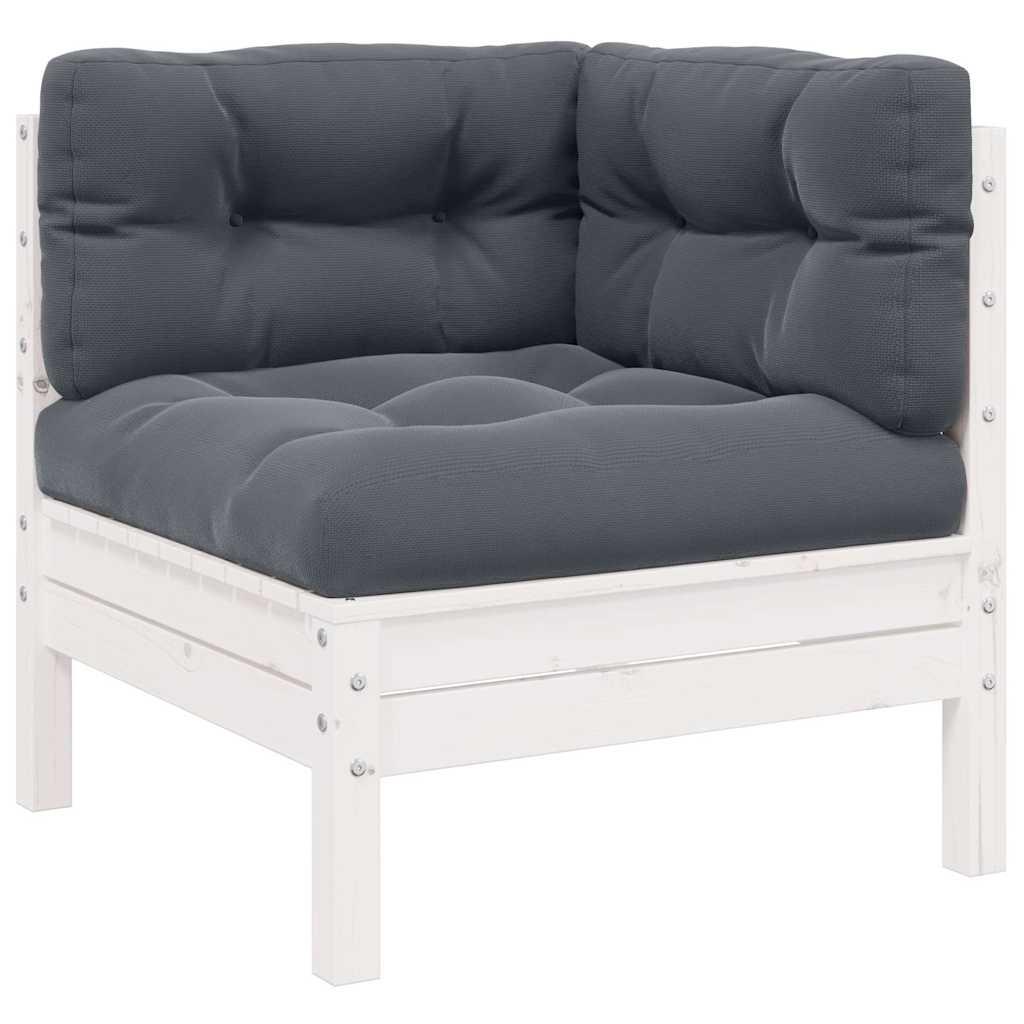 Juego muebles de jardín 3 pzas cojines gris madera pino maciza