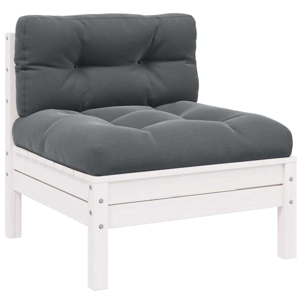 Juego muebles de jardín 3 pzas cojines gris madera pino maciza