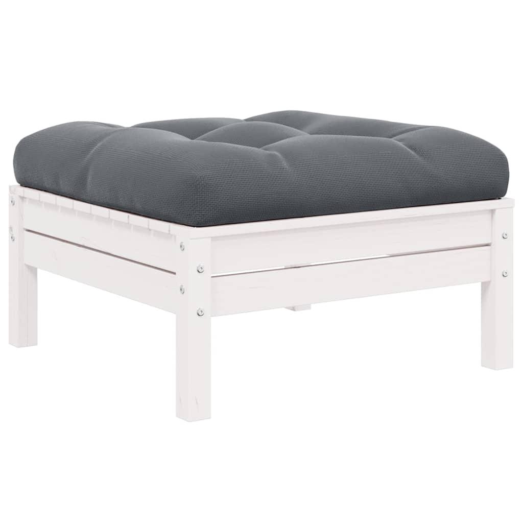 Juego muebles de jardín 3 pzas cojines gris madera pino maciza