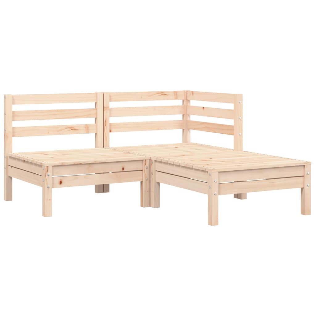 Juego muebles de jardín 3 pzas cojines gris madera pino maciza