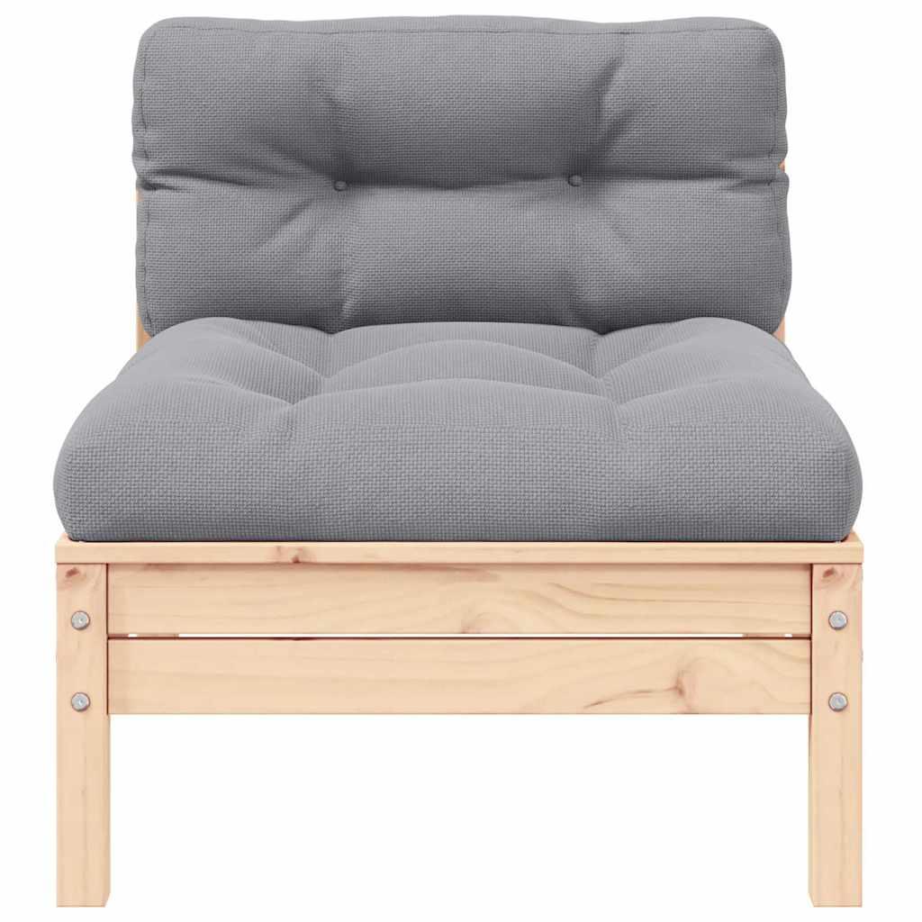 Juego de muebles de jardín 3 pzas con cojines gris madera pino