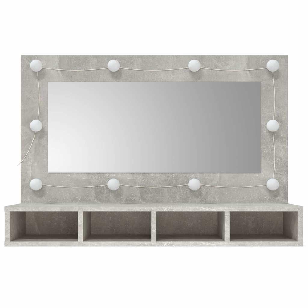 Mueble con espejo y luces LED gris hormigón 60x31,5x62 cm