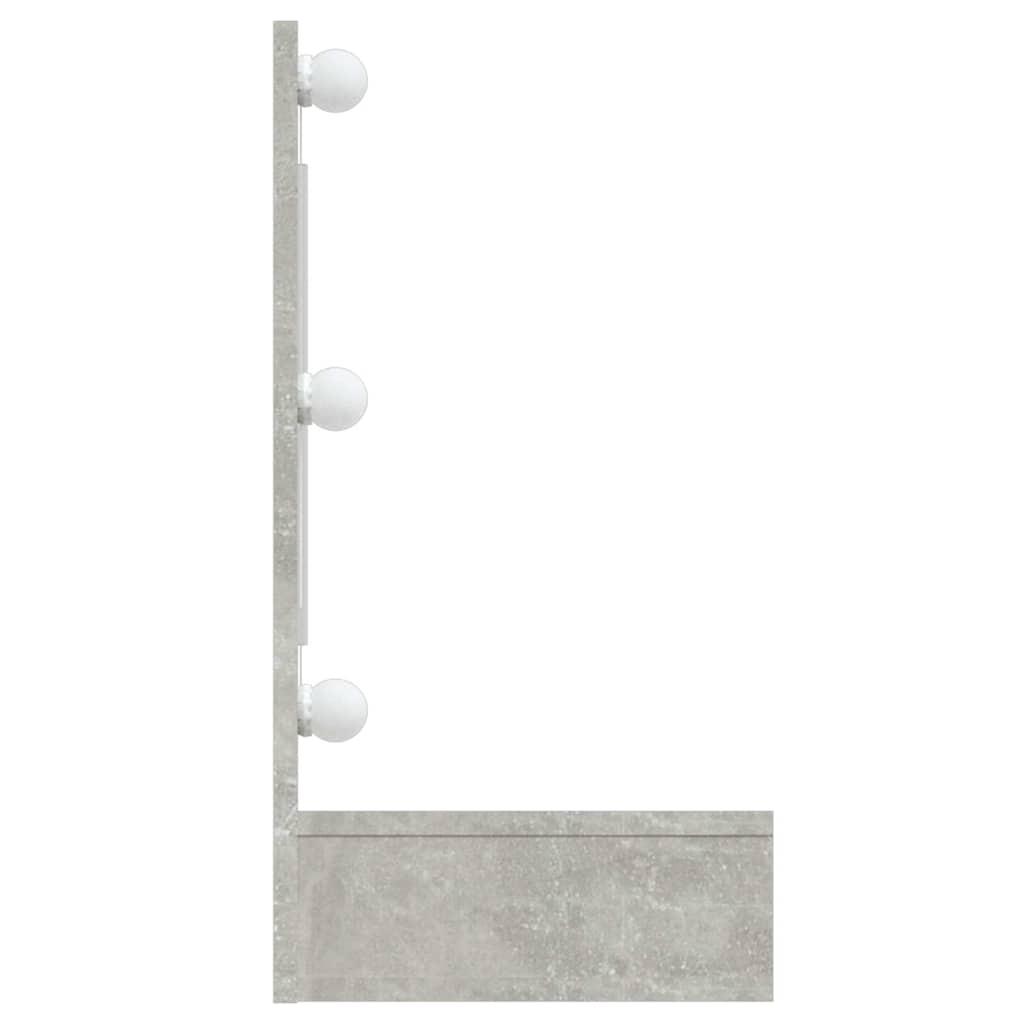 Mueble con espejo y luces LED gris hormigón 60x31,5x62 cm