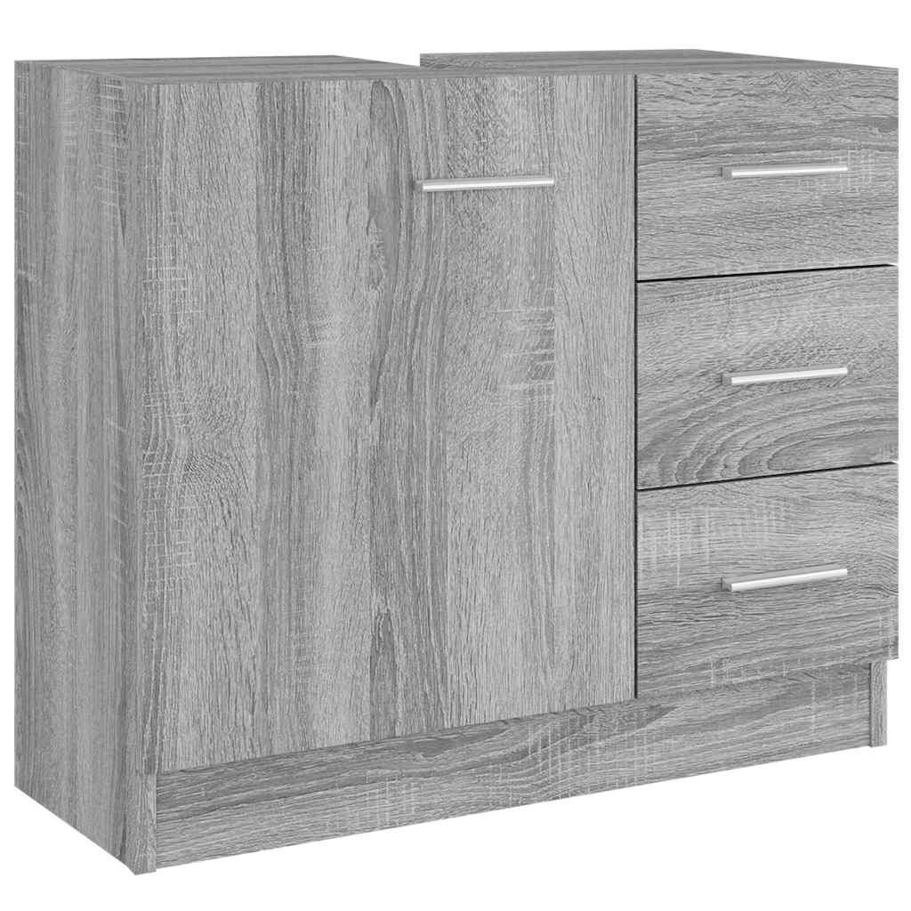 Armario para lavabo madera contrachapada gris Sonoma 63x30x54cm