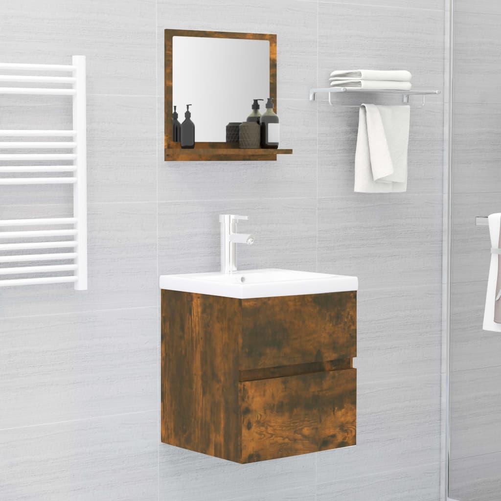 Espejo de baño madera contrachapada roble ahumado 60x10,5x45 cm