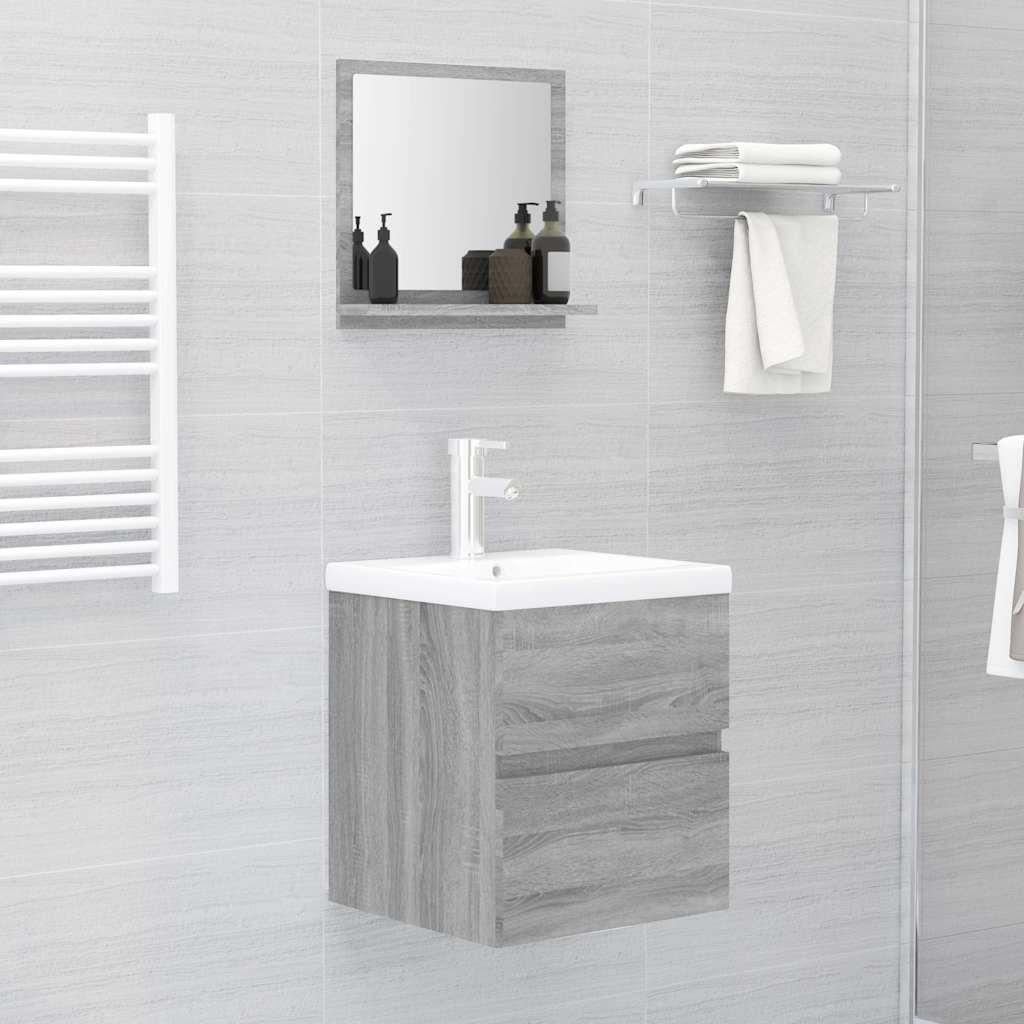 Espejo de baño madera contrachapada roble ahumado 60x10,5x45 cm