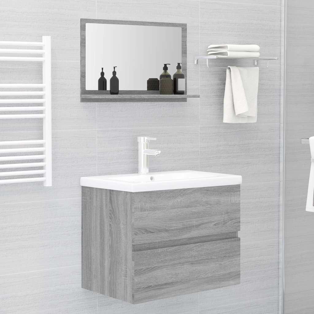 Espejo de baño madera contrachapada roble ahumado 60x10,5x45 cm