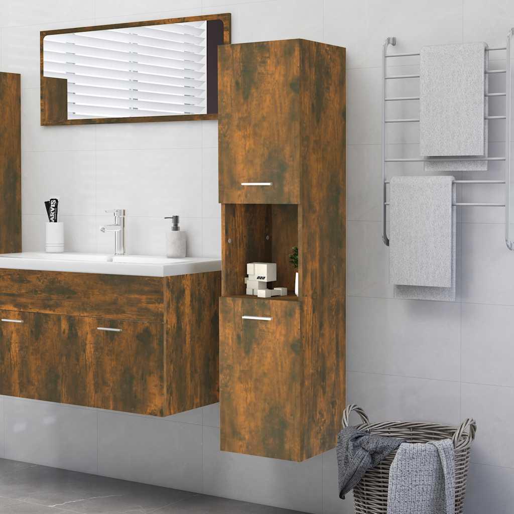 Armario de baño madera de ingeniería gris Sonoma 33x33x120,5 cm