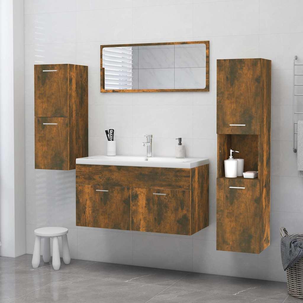 Armario de baño madera de ingeniería gris Sonoma 33x33x120,5 cm