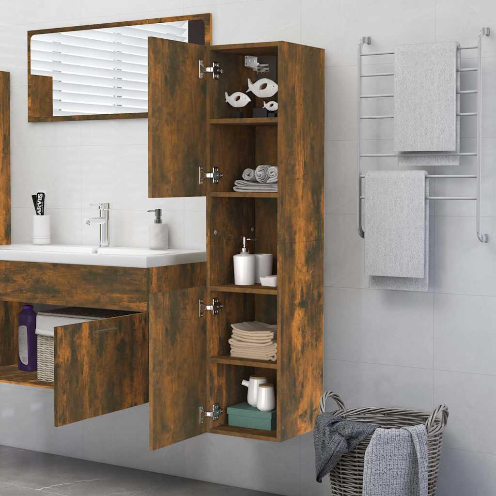 Armario de baño madera de ingeniería gris Sonoma 33x33x120,5 cm