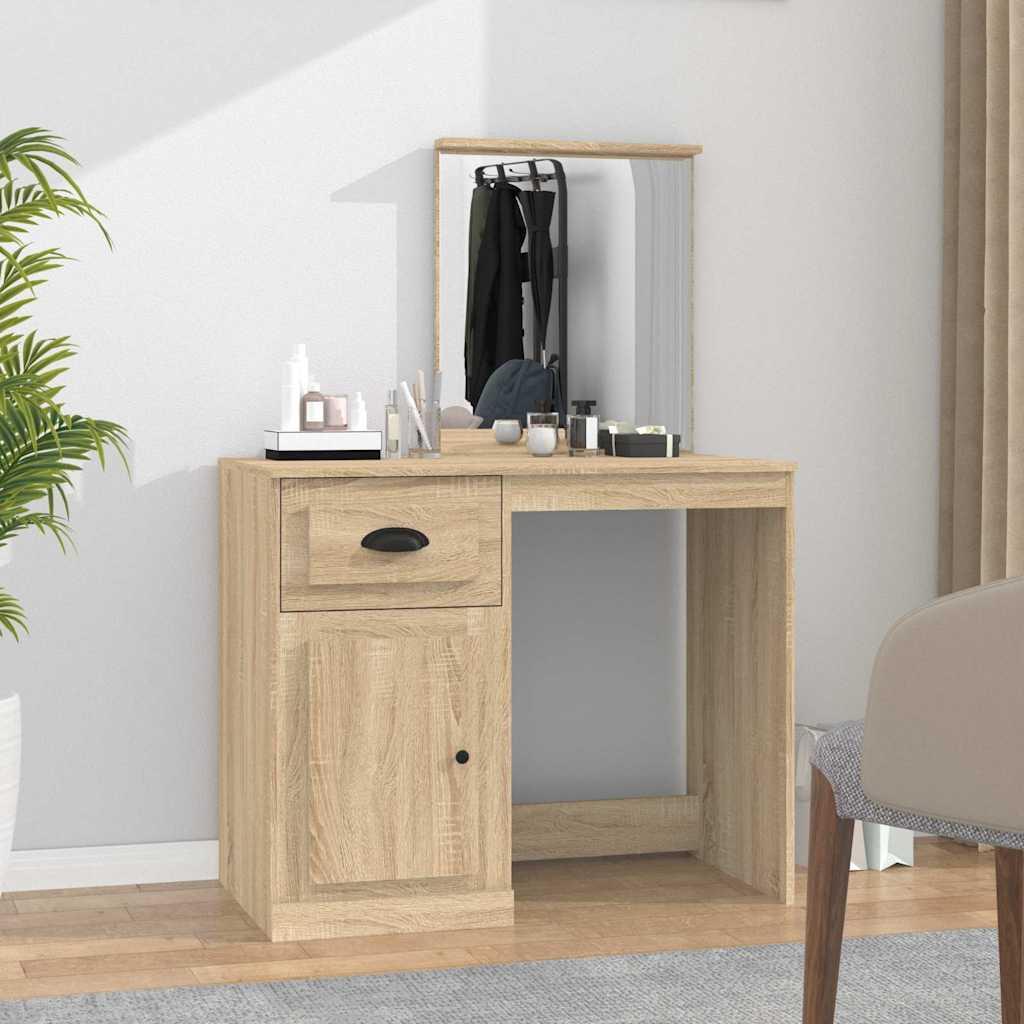 Tocador con espejo madera contrachapada 90x50x132,5 cm