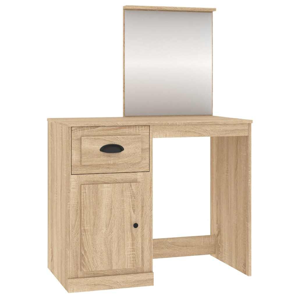 Tocador con espejo madera contrachapada 90x50x132,5 cm