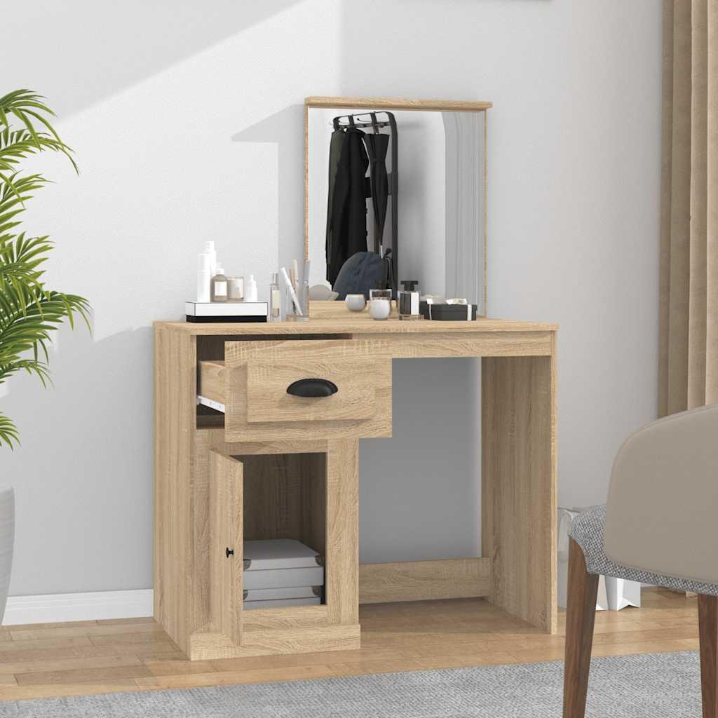Tocador con espejo madera contrachapada 90x50x132,5 cm