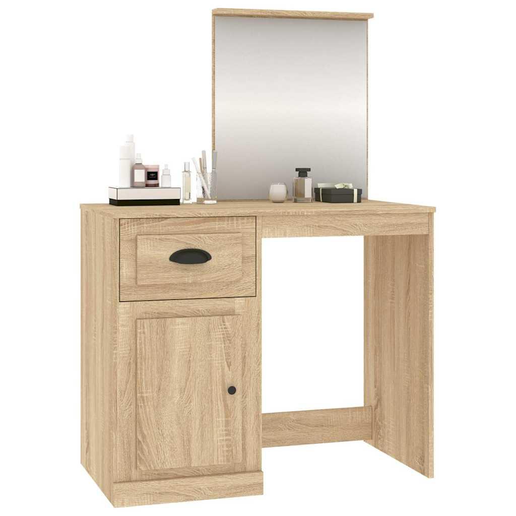 Tocador con espejo madera contrachapada 90x50x132,5 cm