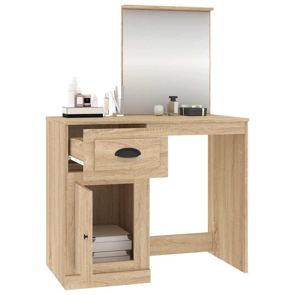 Tocador con espejo madera contrachapada 90x50x132,5 cm