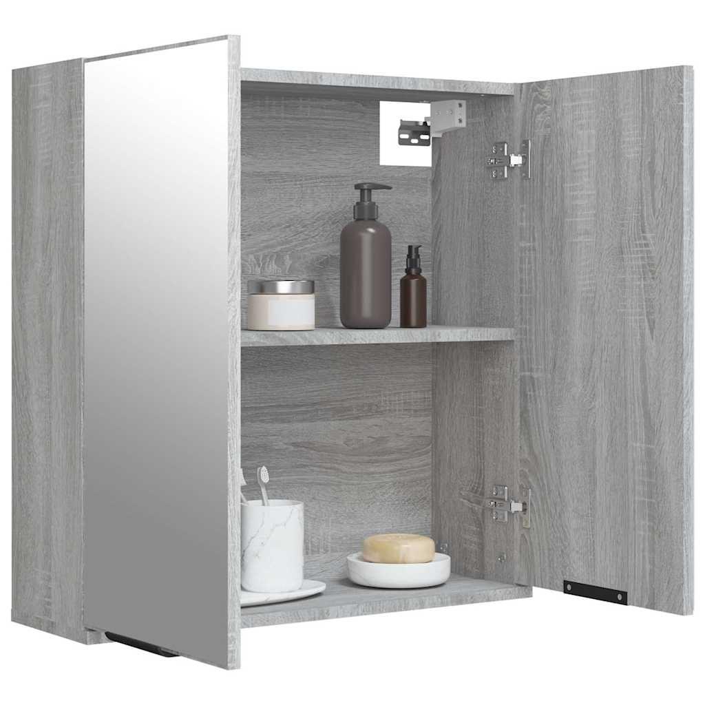Armario de baño con espejo color roble ahumado 64x20x67 cm