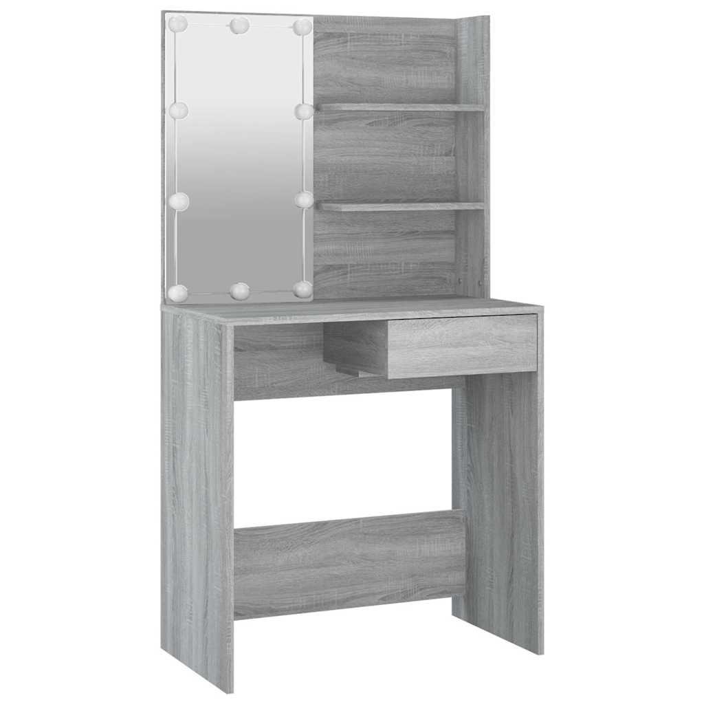 Tocador con LED color roble ahumado 130x50x132,5 cm