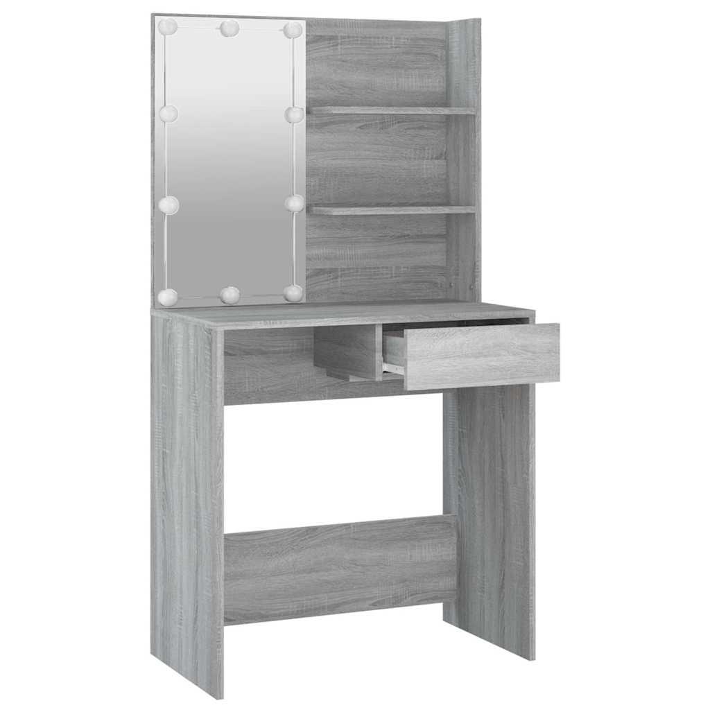 Tocador con LED color roble ahumado 130x50x132,5 cm
