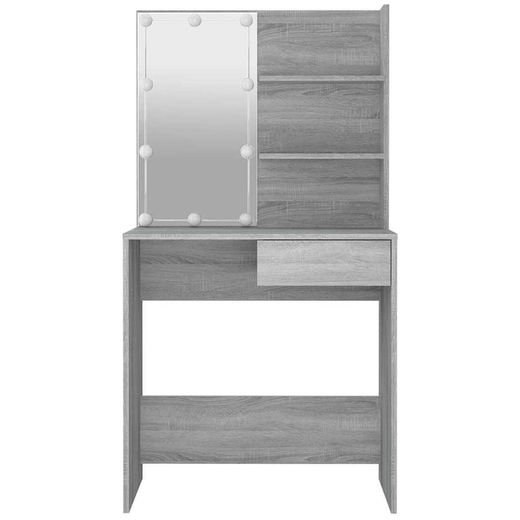 Tocador con LED color roble ahumado 130x50x132,5 cm
