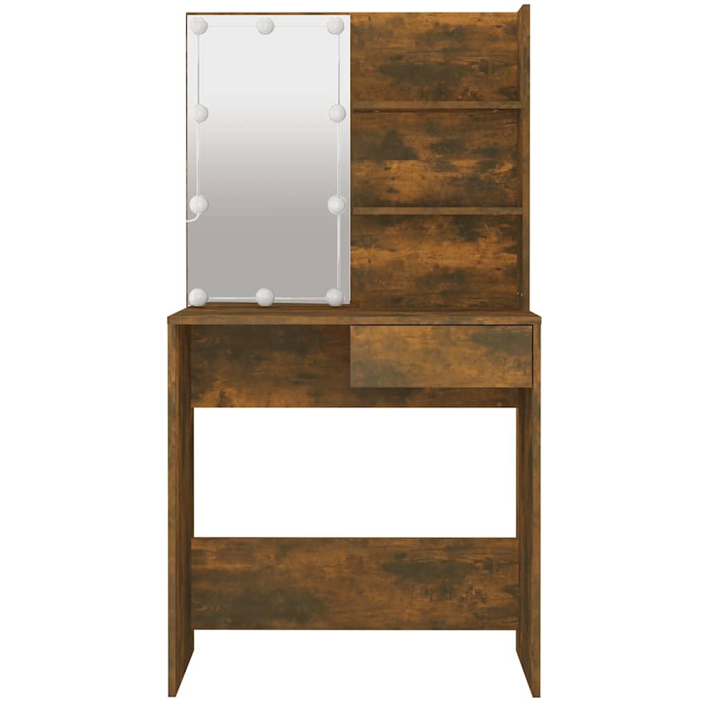 Tocador con LED color roble ahumado 130x50x132,5 cm