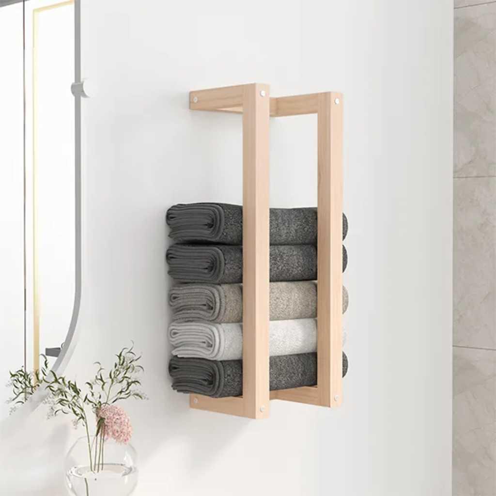 Toallero de madera maciza de pino blanco 23x18x110 cm