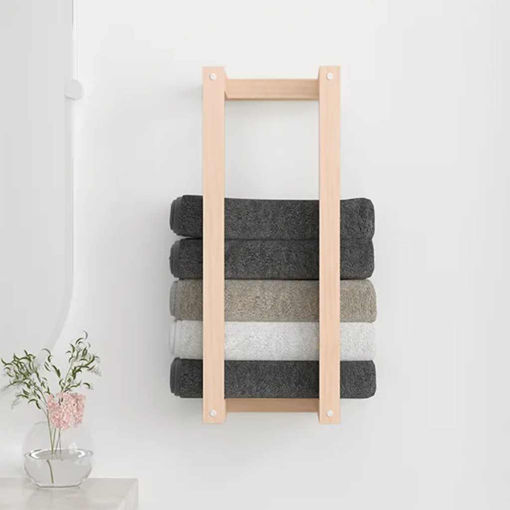 Toallero de madera maciza de pino blanco 23x18x110 cm