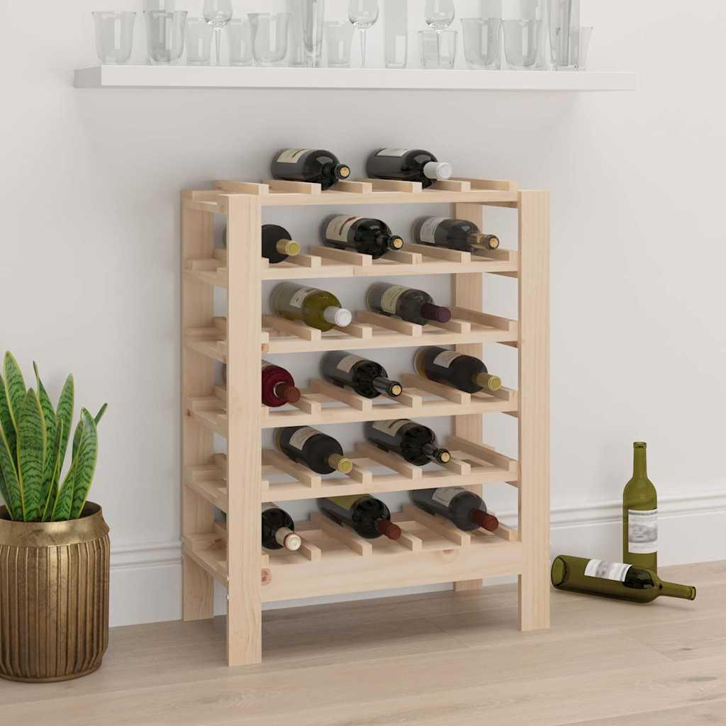 Botellero madera maciza de pino blanco 23x34x61 cm