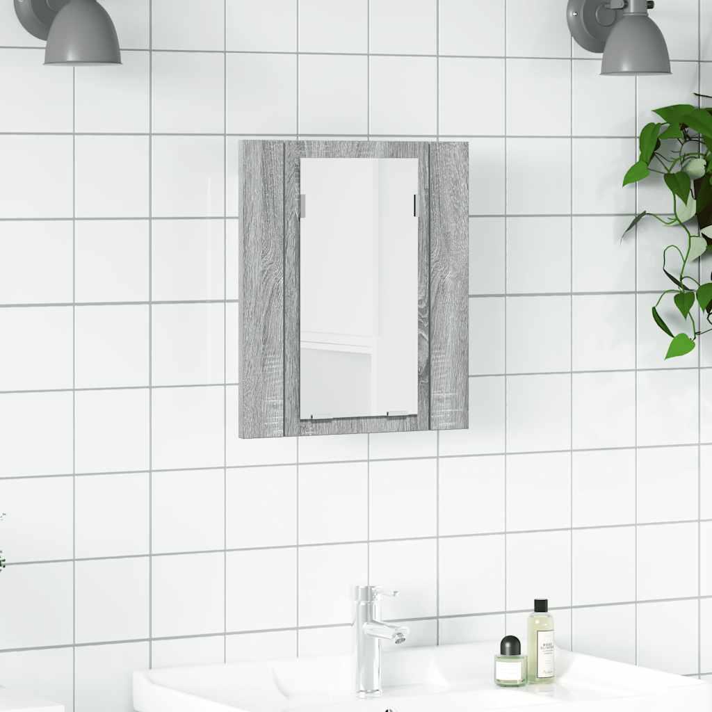 Armario de baño con espejo LED madera roble artisan 40x12x45 cm