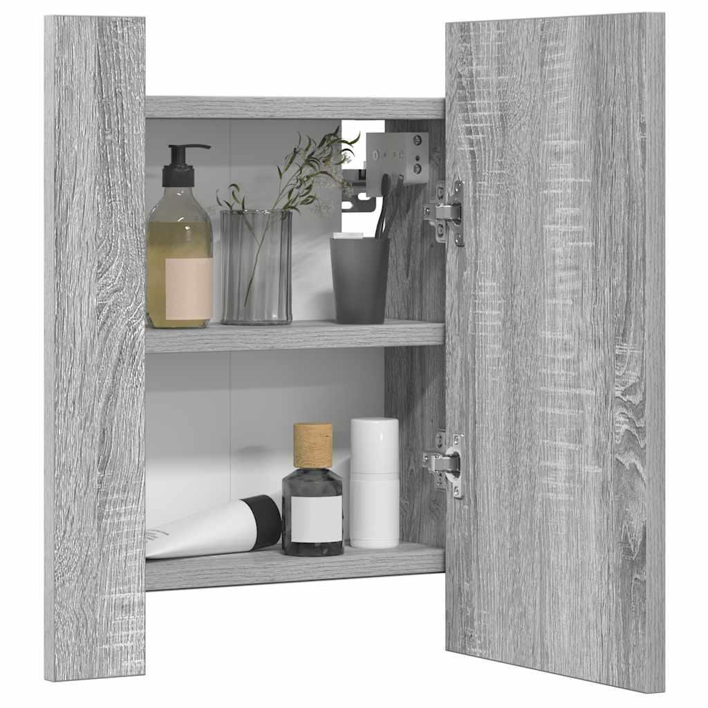 Armario de baño con espejo LED madera roble artisan 40x12x45 cm