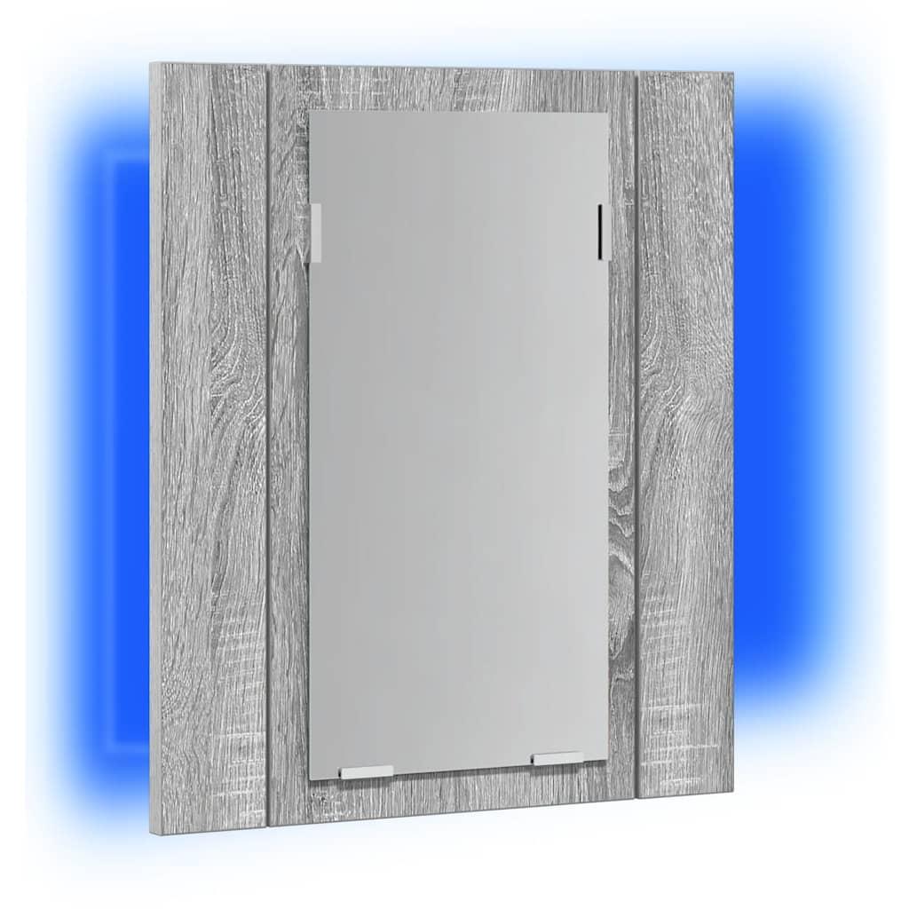 Armario de baño con espejo LED madera roble artisan 40x12x45 cm