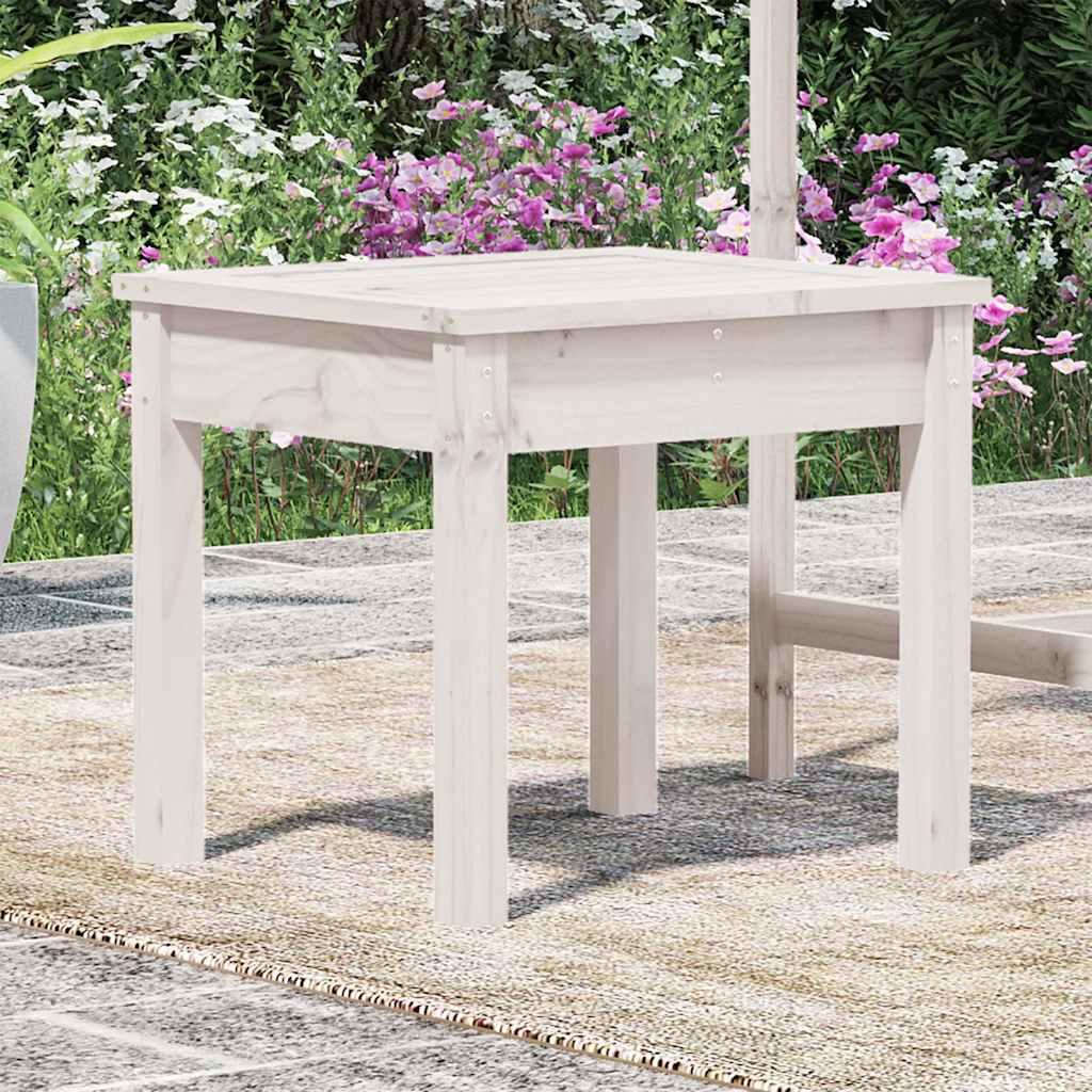 Banco de jardín madera maciza de pino blanco 111,5x53x71 cm