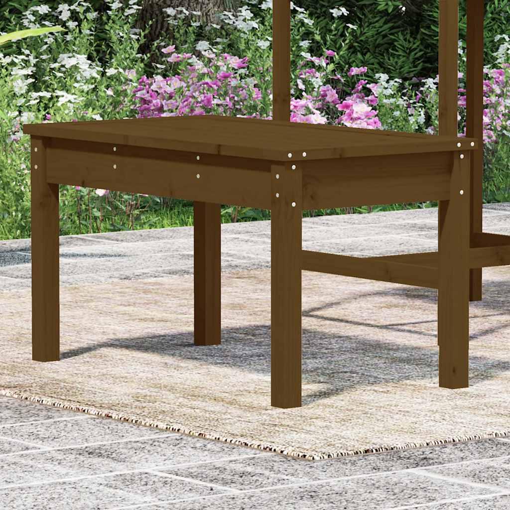 Banco de jardín madera maciza de pino marrón miel 110x38x45 cm