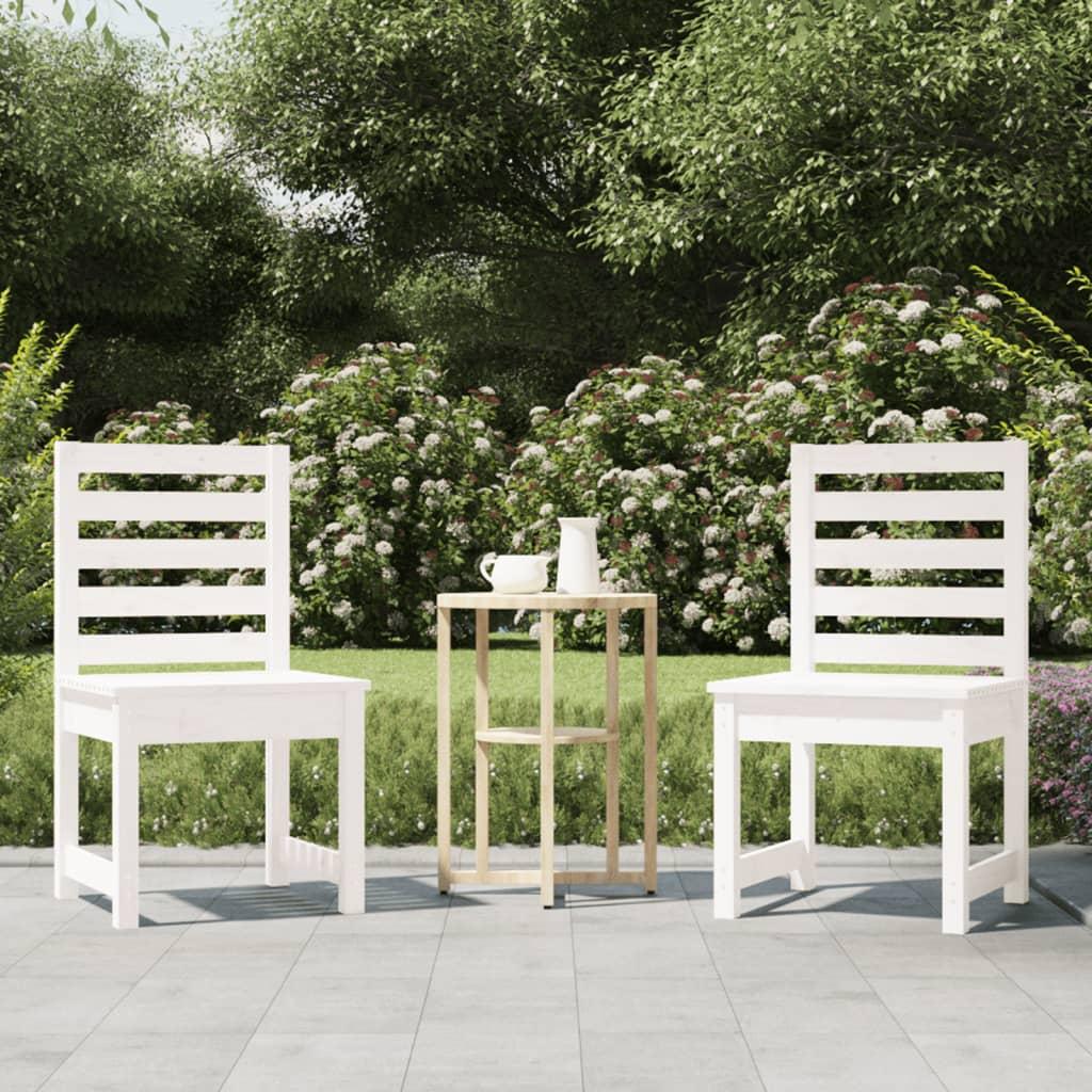 Sillas de jardín 2 uds madera maciza pino blanco 61,5x53x71 cm
