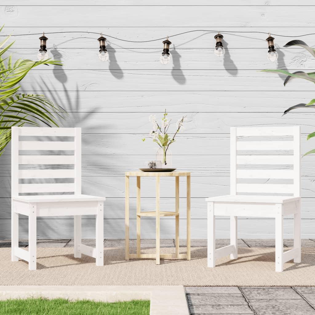 Sillas de jardín 2 uds madera maciza pino blanco 61,5x53x71 cm