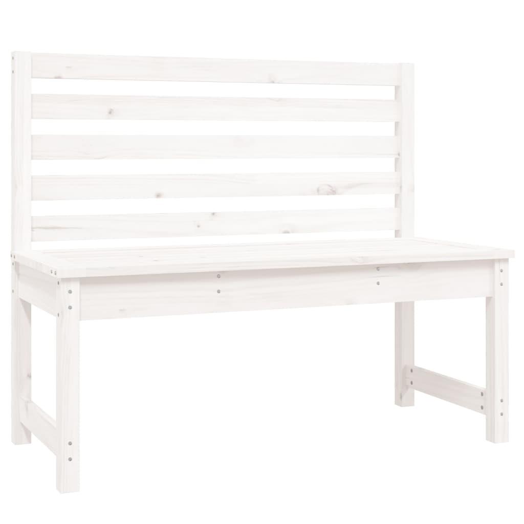 Banco de jardín madera maciza de pino blanco 111,5x53x71 cm