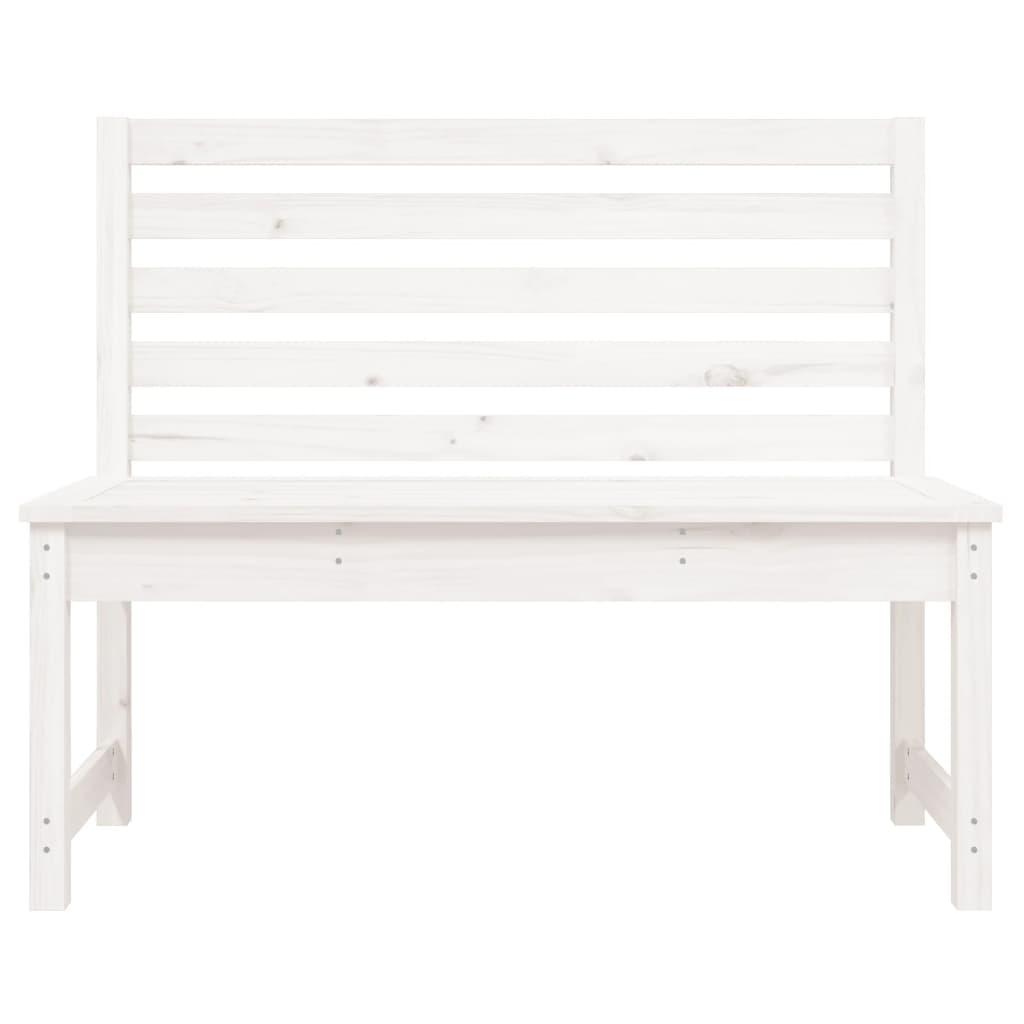 Banco de jardín madera maciza de pino blanco 111,5x53x71 cm