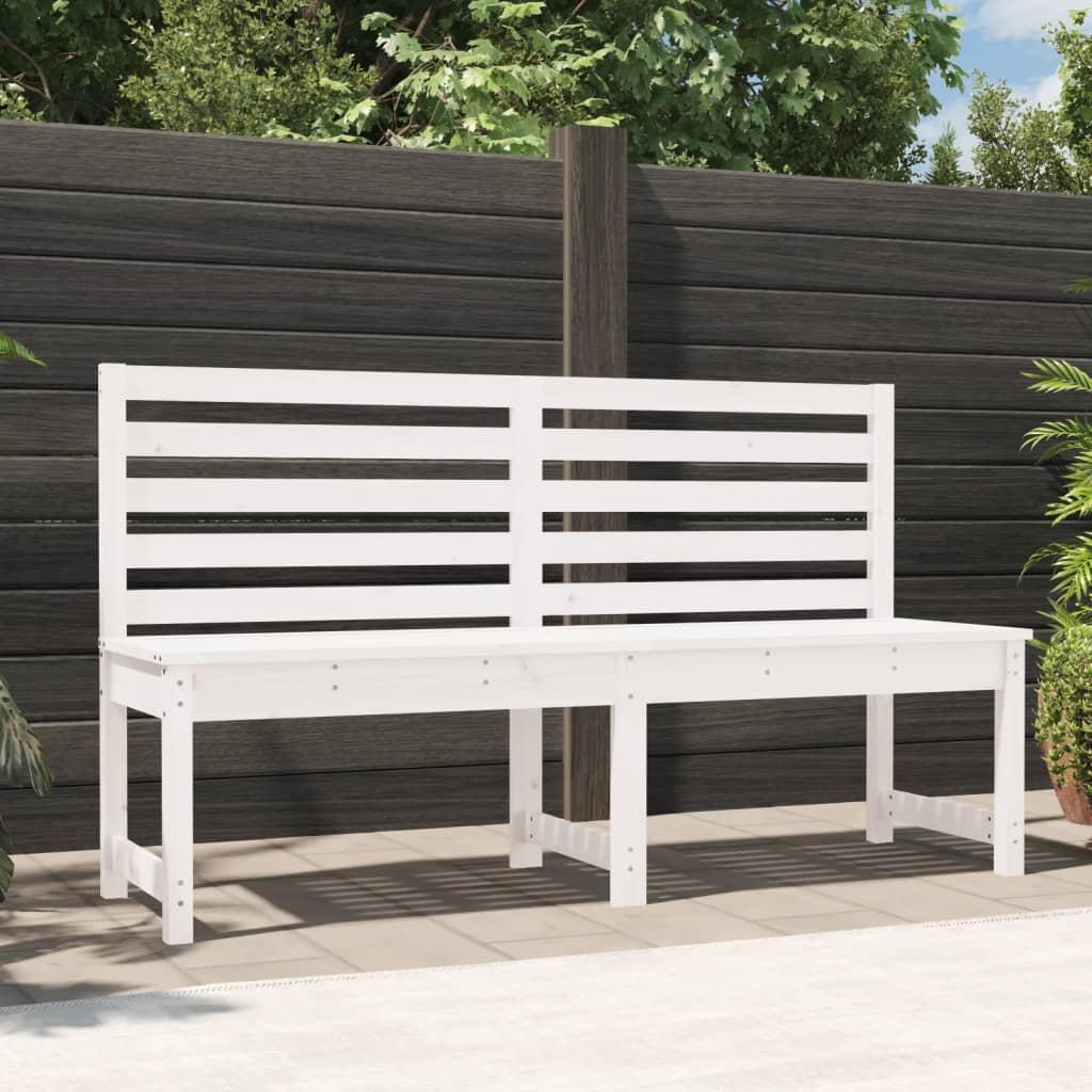 Banco de jardín madera maciza de pino blanco 111,5x53x71 cm